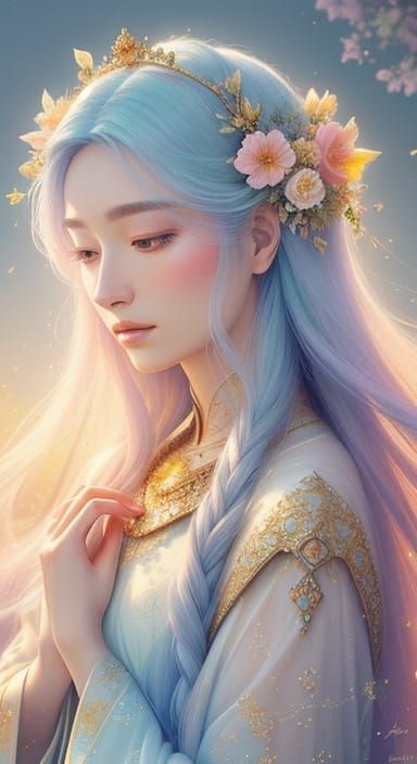 Ethereal Goddess in Flowing Robes: Surreal Macro