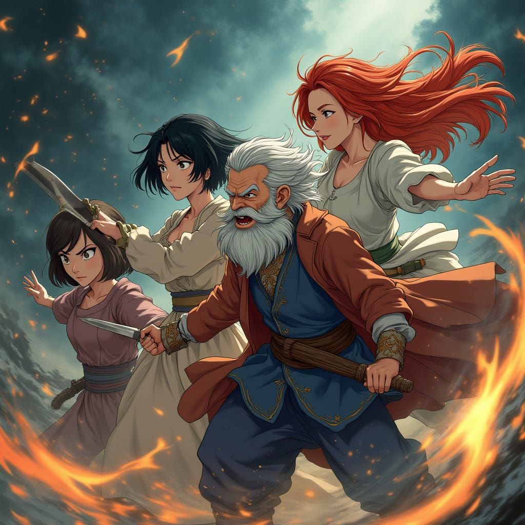 Magical Anime Battle in Renaissance Attire