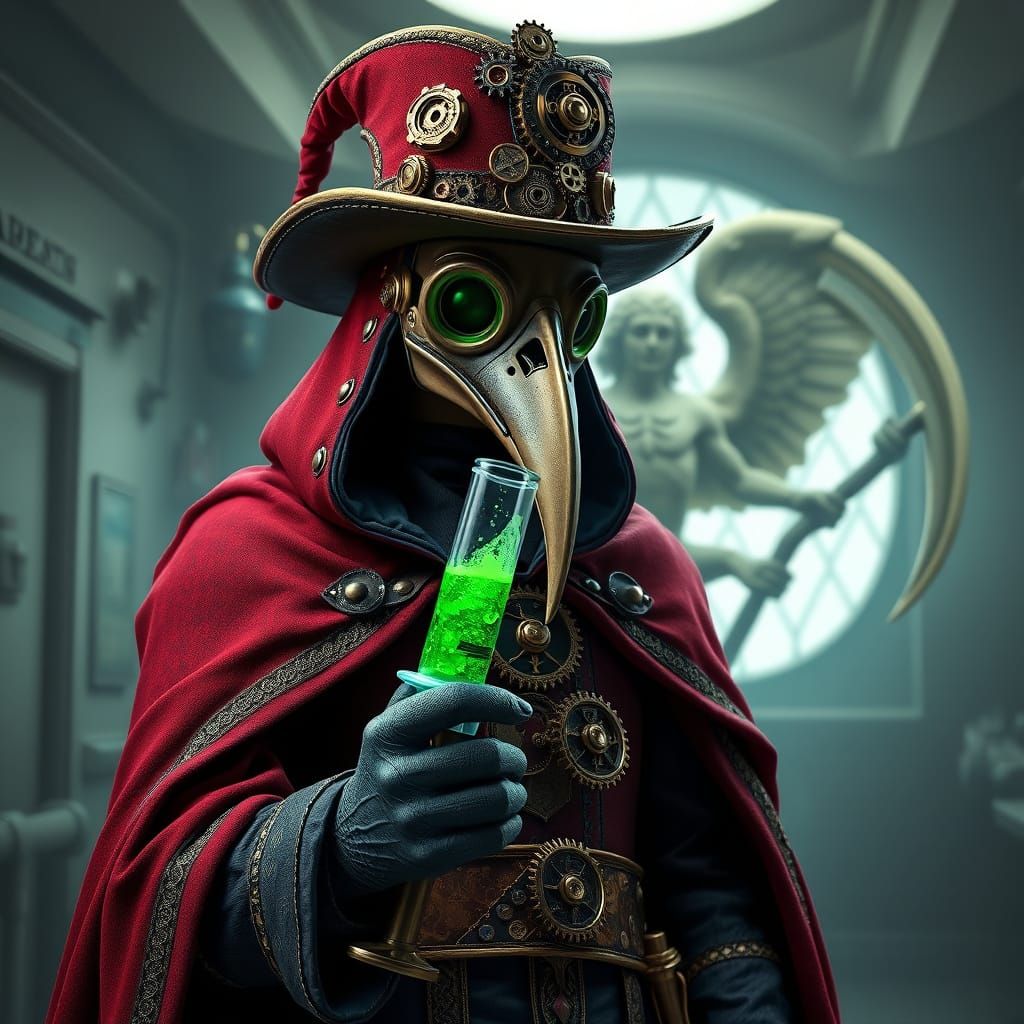 Steampunk Plague Doctor and Angel of Death