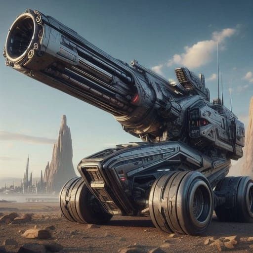 Futuristic Vehicle in Cyberpunk Cityscape