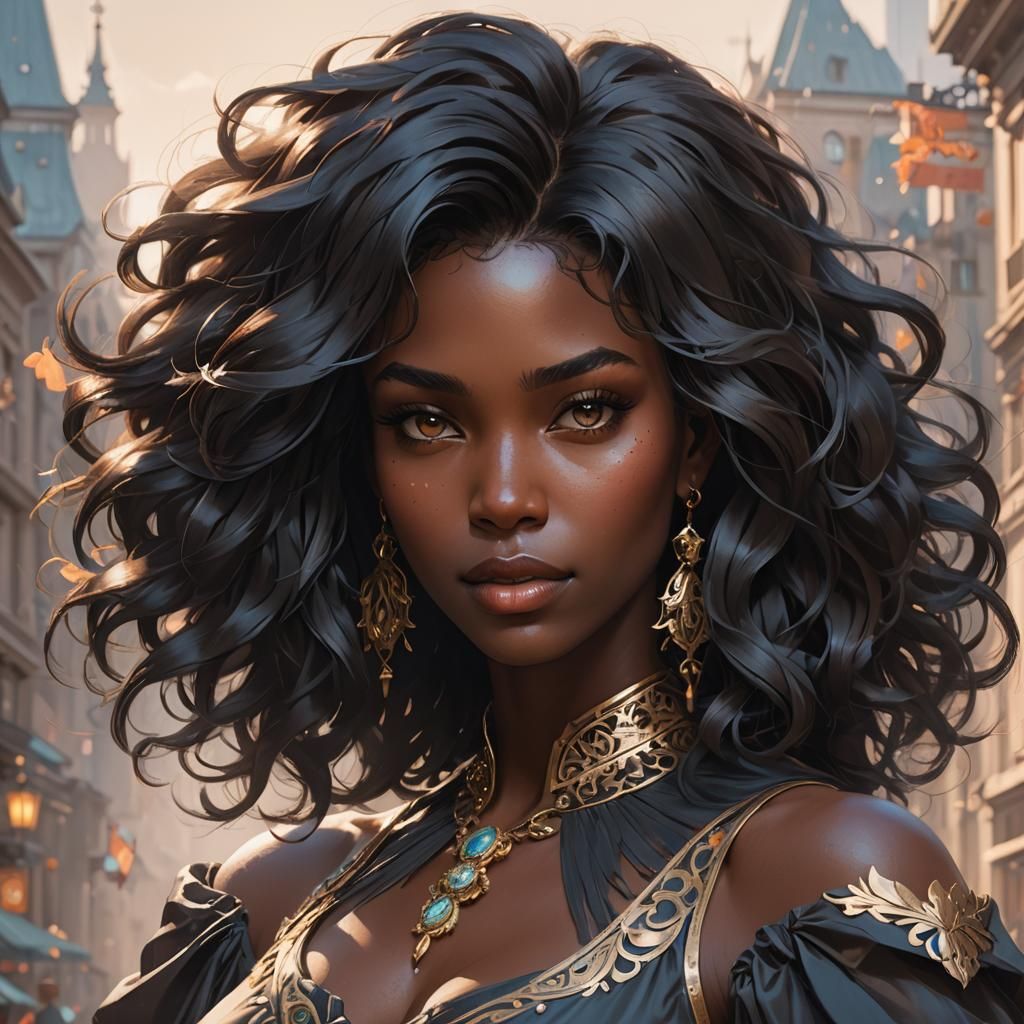 Hyperdetailed Portrait of a Black Girl