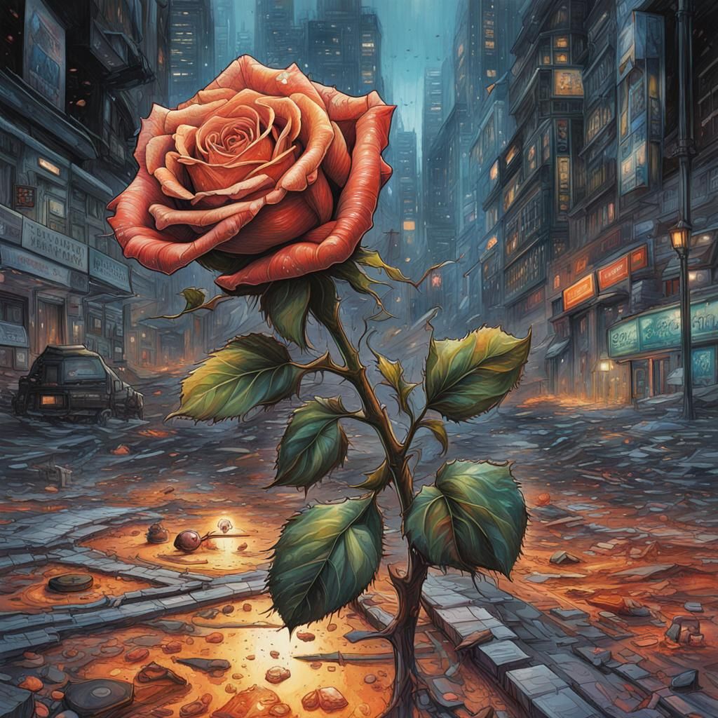 Rose in Pixel Art with Hyperrealistic Details