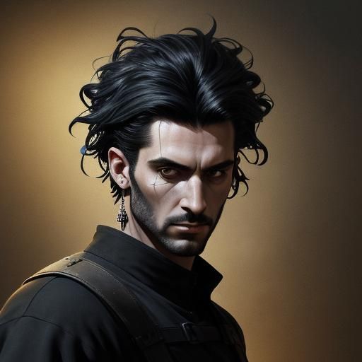 Greek Man with Piercings in Digital Art Style