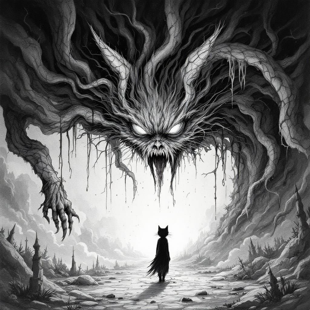 Surreal Dark Fantasy with Felix the Cat