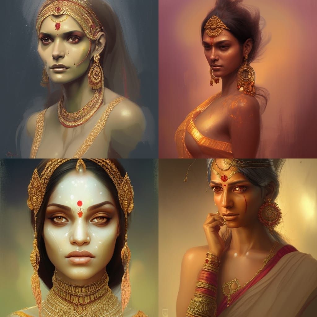 Ethereal Indian Goddess Portrait in Modern Fantasy Art