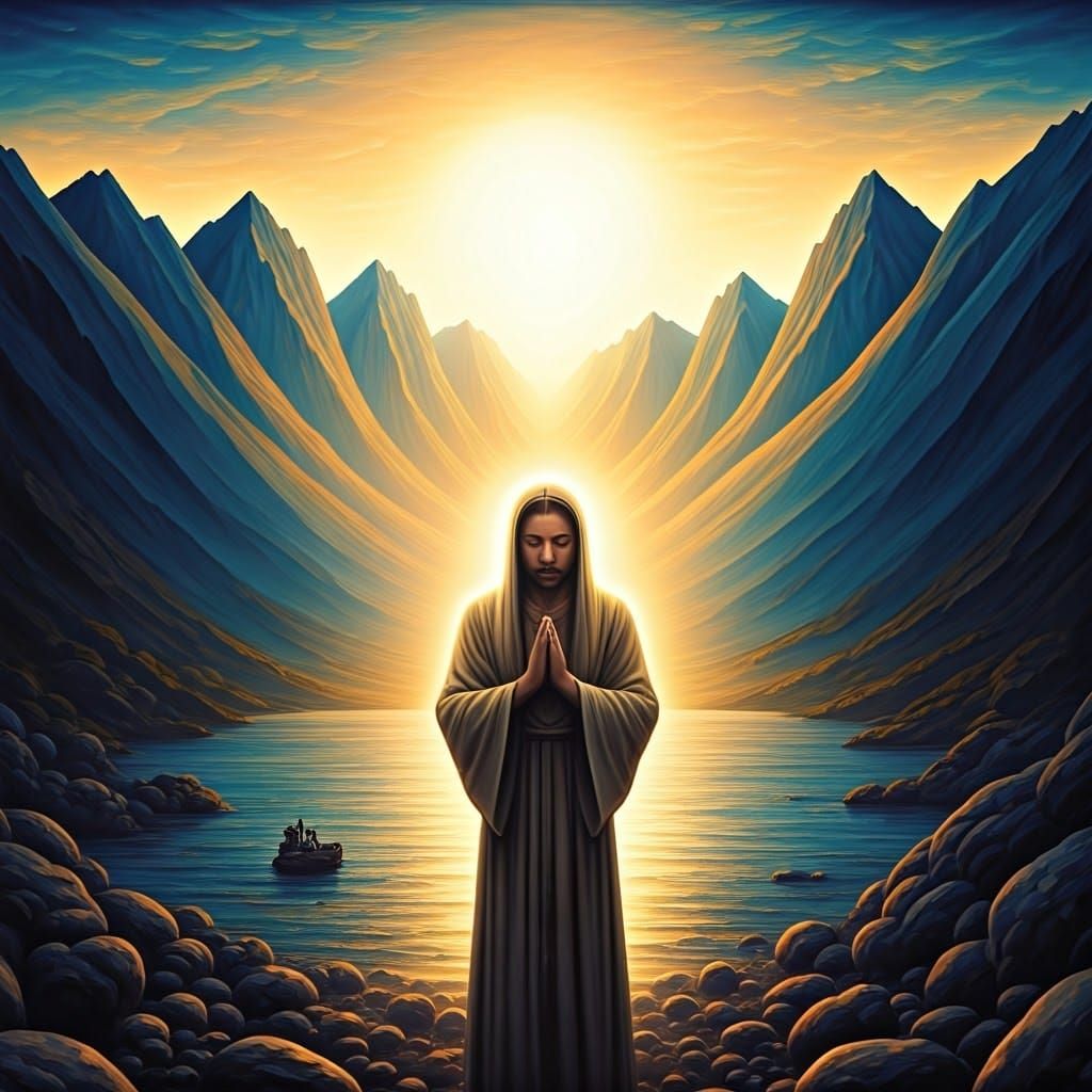 Mountain Sanctuary with Golden Light and Inner Peace