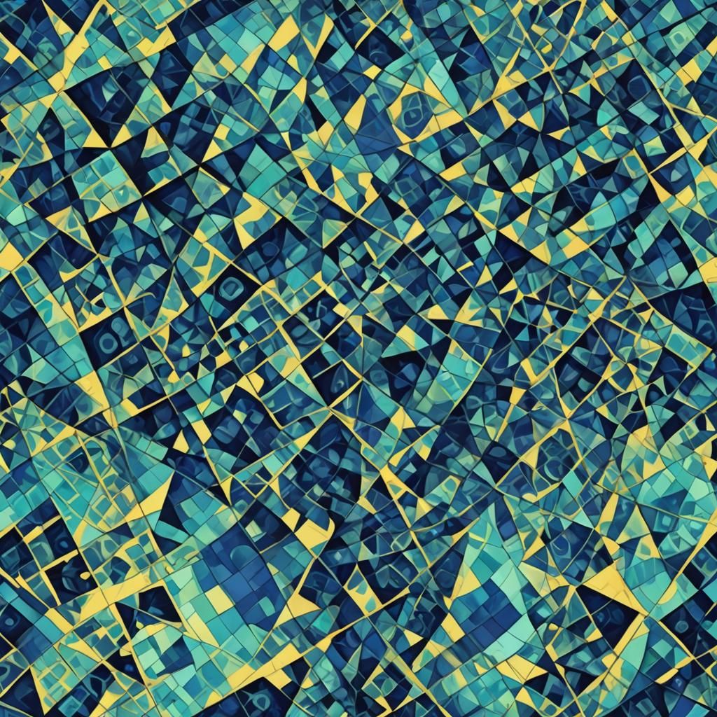 Navy and Aqua Tie-Dye Fractal Pattern