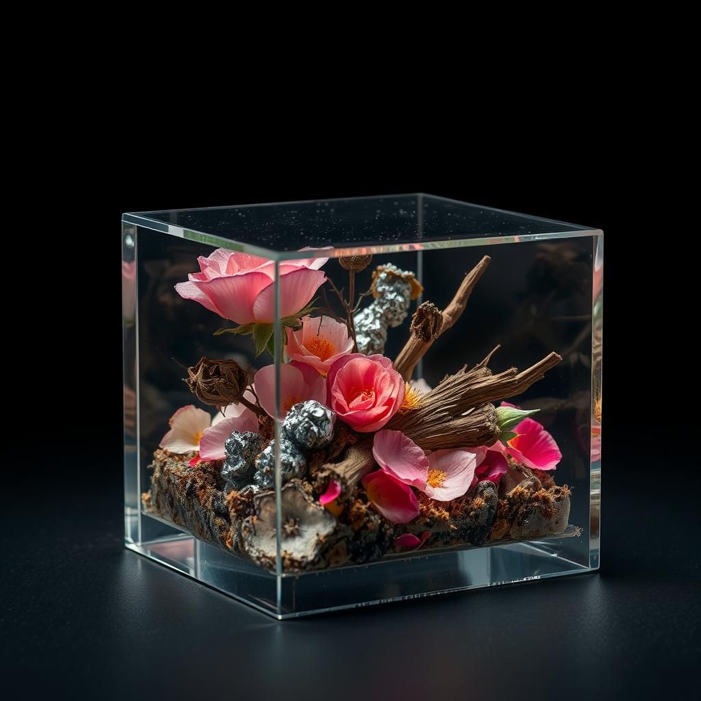 Crystal Diorama: Life's Contrasts in Hyperrealism