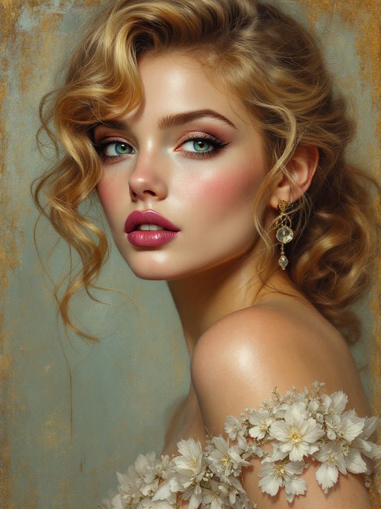 1950s Pin-Up Woman with Expressive Gaze