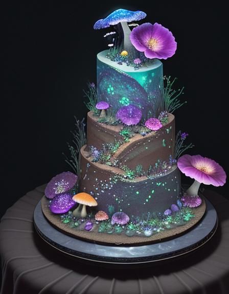 Bioluminescent Wedding Cake with Molten Chocolate