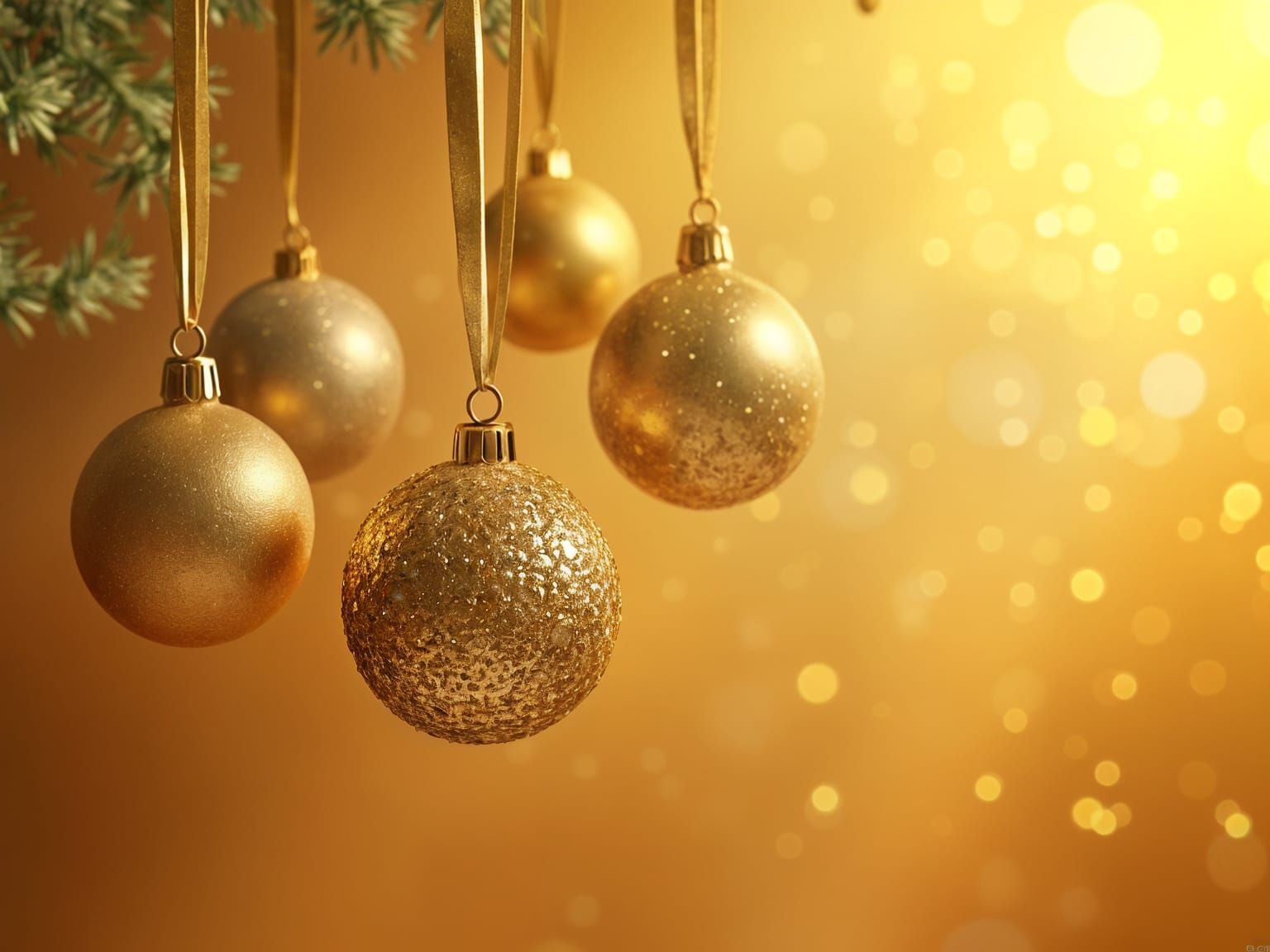 Golden and Silver Christmas Ornaments in Elegant 8K Resoluti...