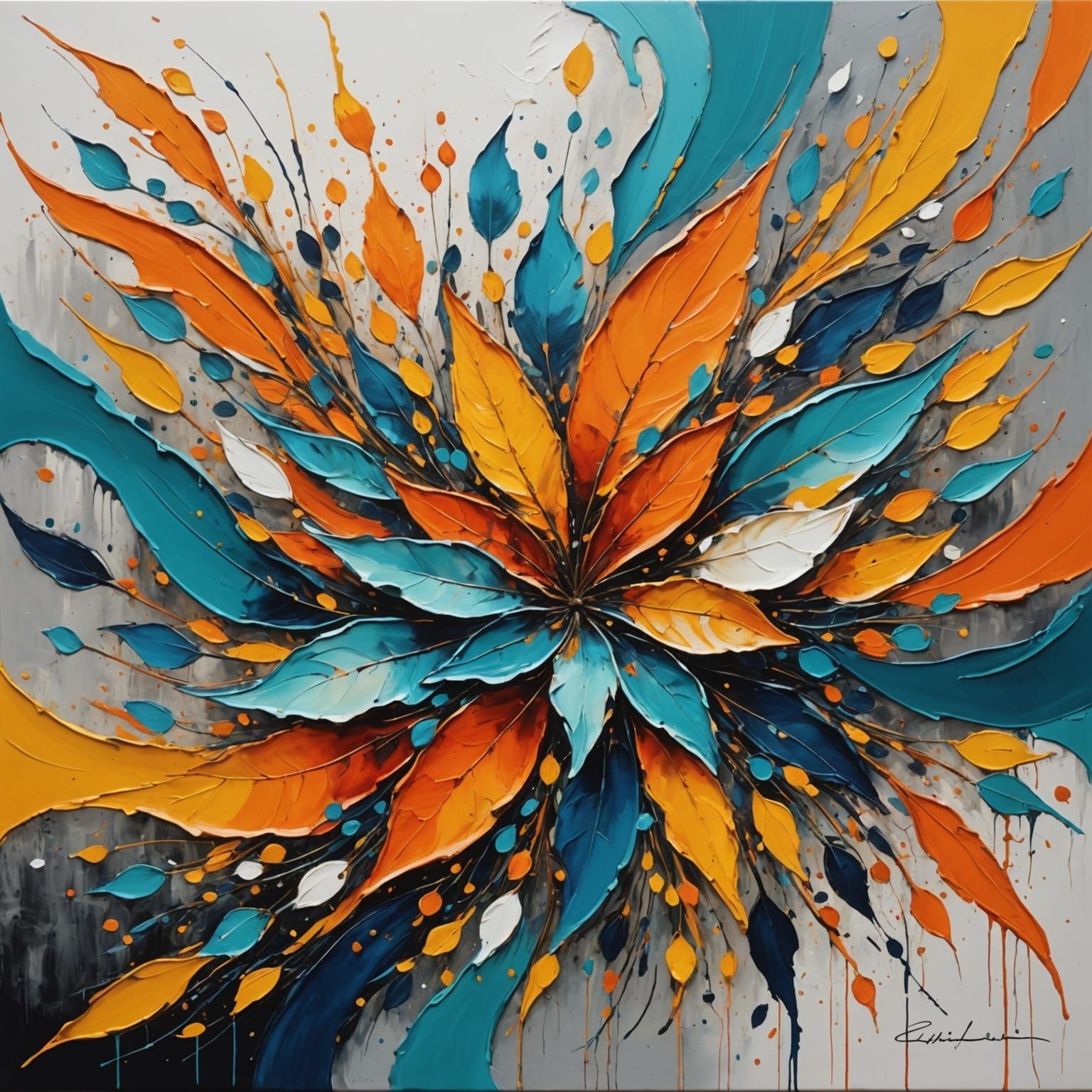 Abstract Painting with Fine Details in Complementary Colors