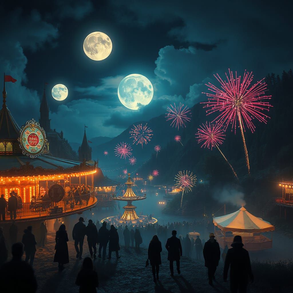 Luminous Shadows Carnival in Hidden Valley Under Multiple Mo...