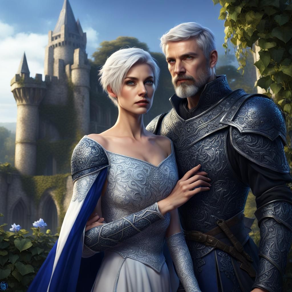 Medieval Fantasy Woman with Armored Man