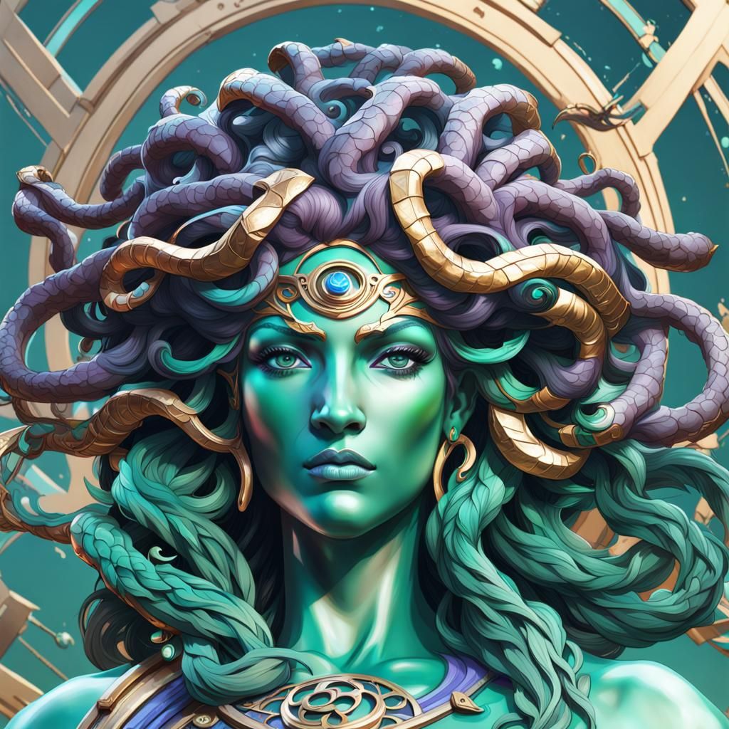 Detailed Medusa Portrait with Dynamic Lighting