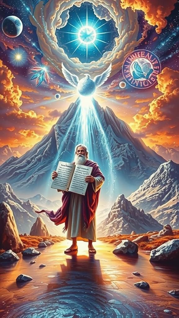Moses Receives the Ten Commandments in Surrealist Style