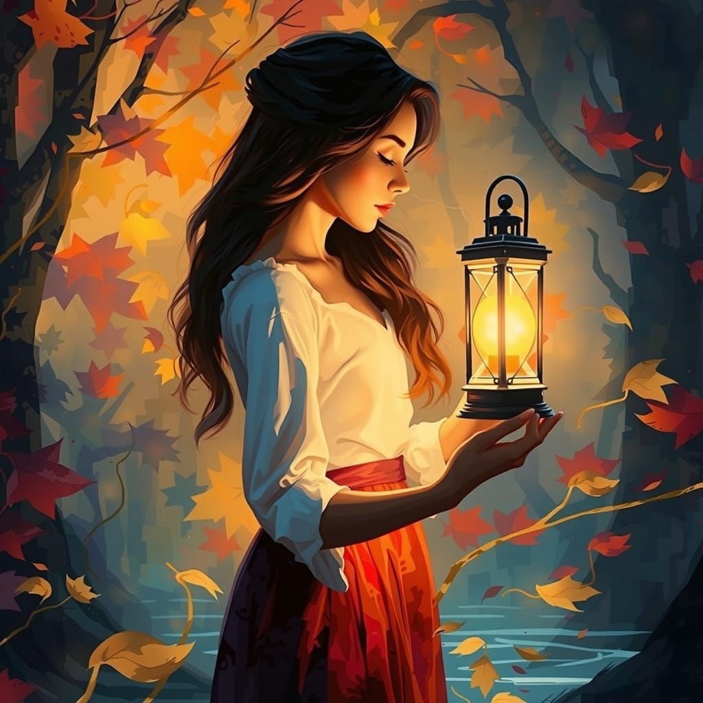 Serene Autumn Goddess in Vibrant Colors