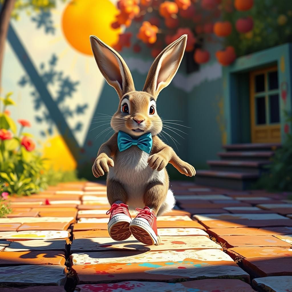 Bunny Hopscotch in a Whimsical Art Style