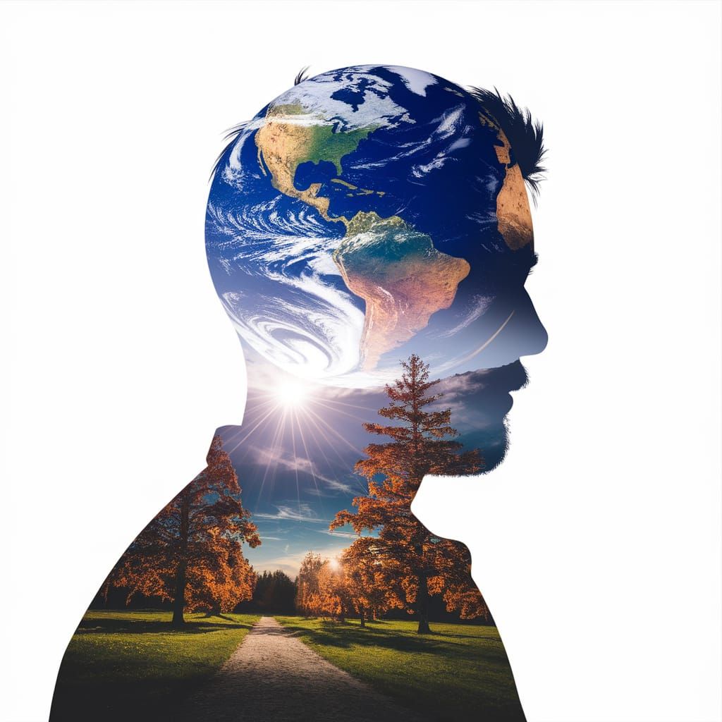 Double Exposure: Man and Earth