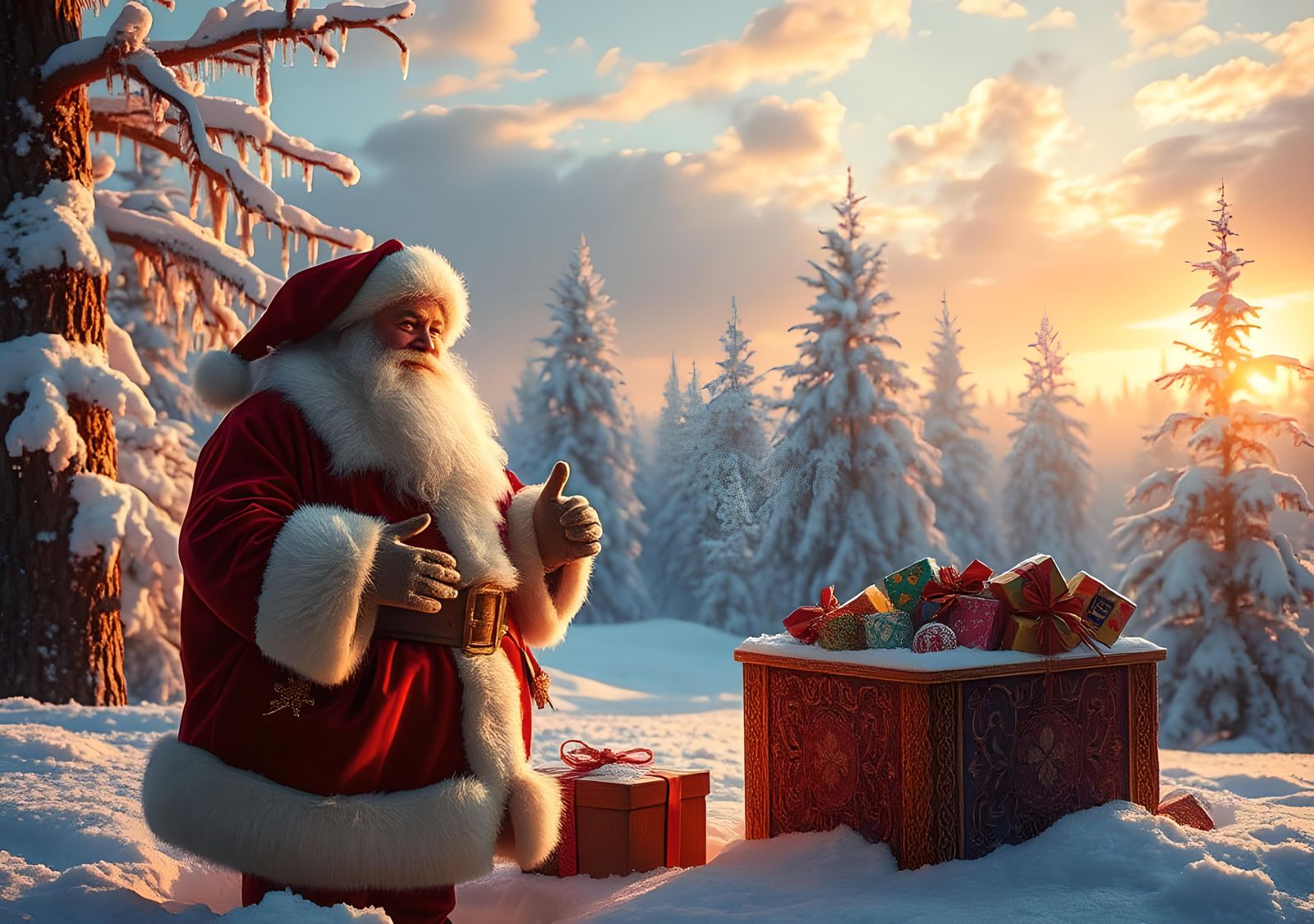 Festive Christmas Scene with Santa Claus, Digital Art