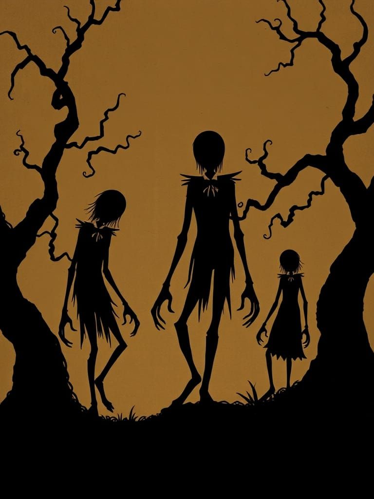 Dark Fantasy Figures in Monochromatic Brown Landscape