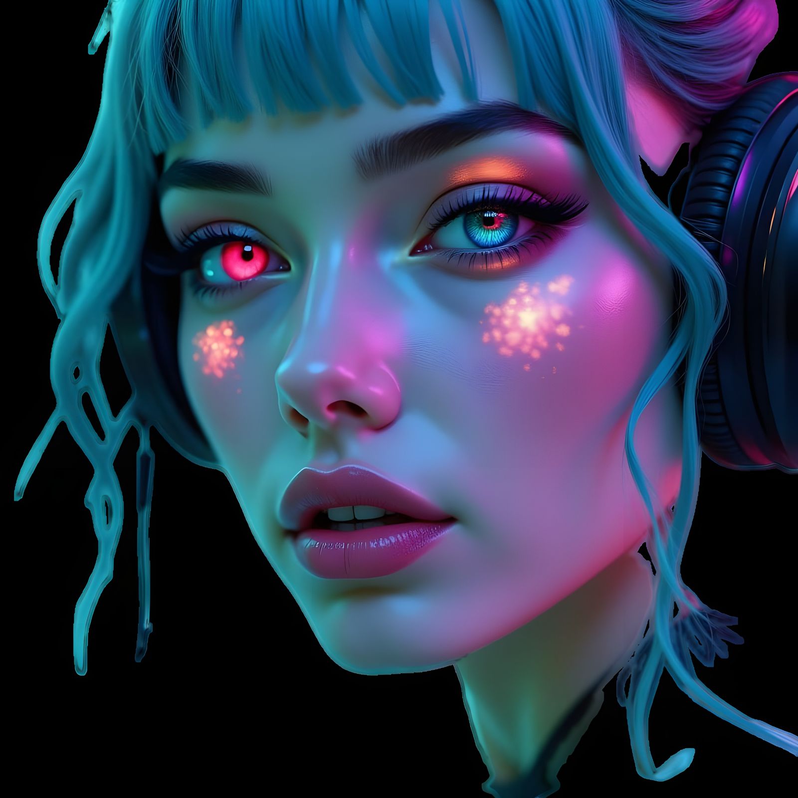 Hyperrealistic Portrait of an Aqua-Haired Woman in Sea Punk ...