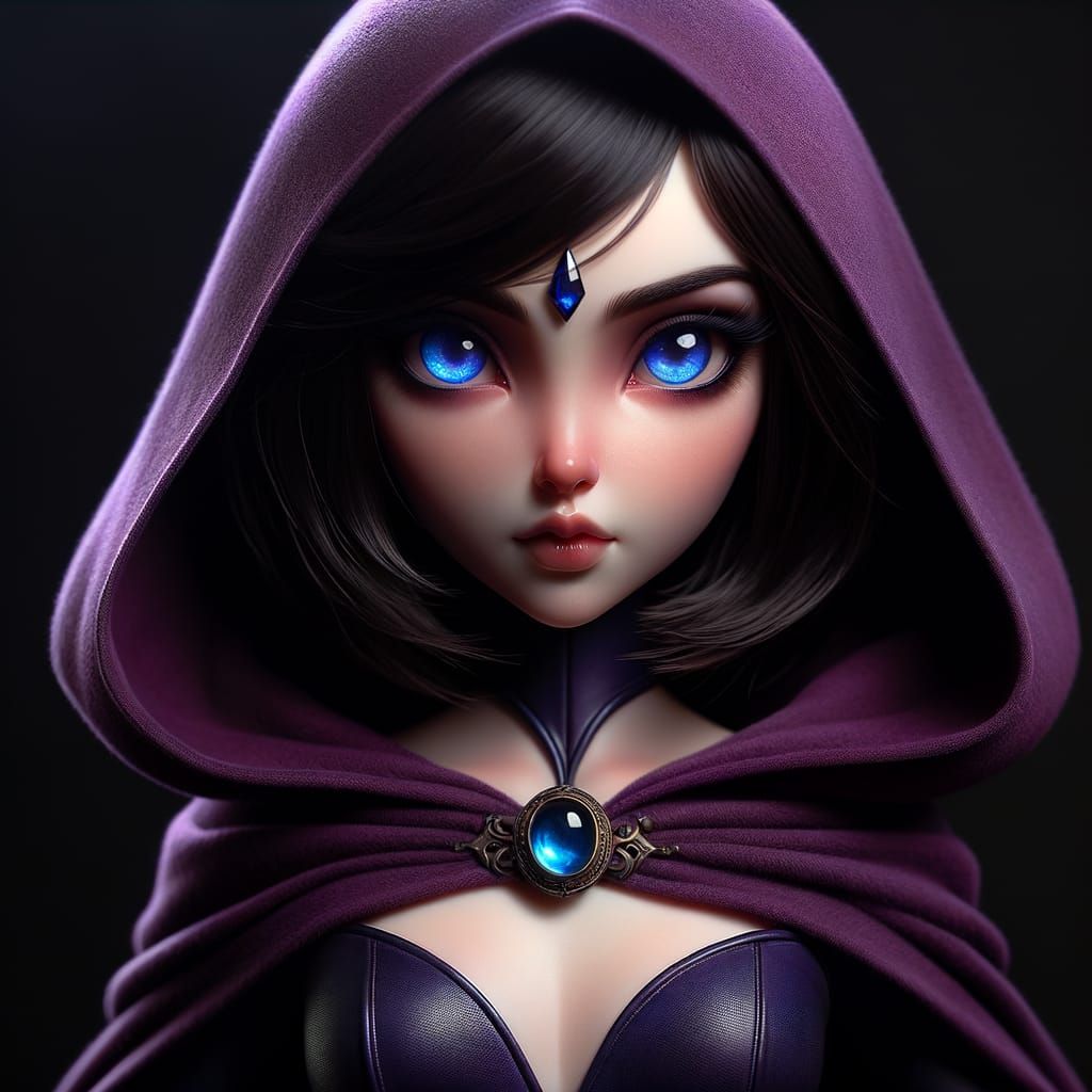 Teenage Sorceress in Deep Purple Attire