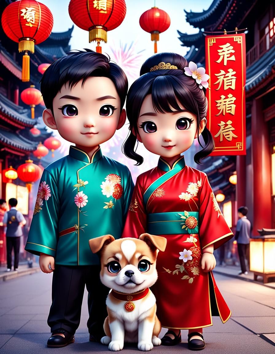 Chibi Children Celebrate Chinese New Year in Shanghai