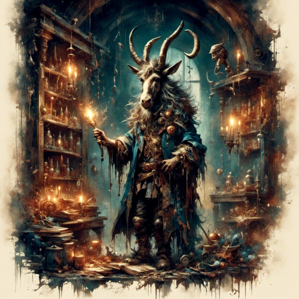 Donkey as a witch holding a wand