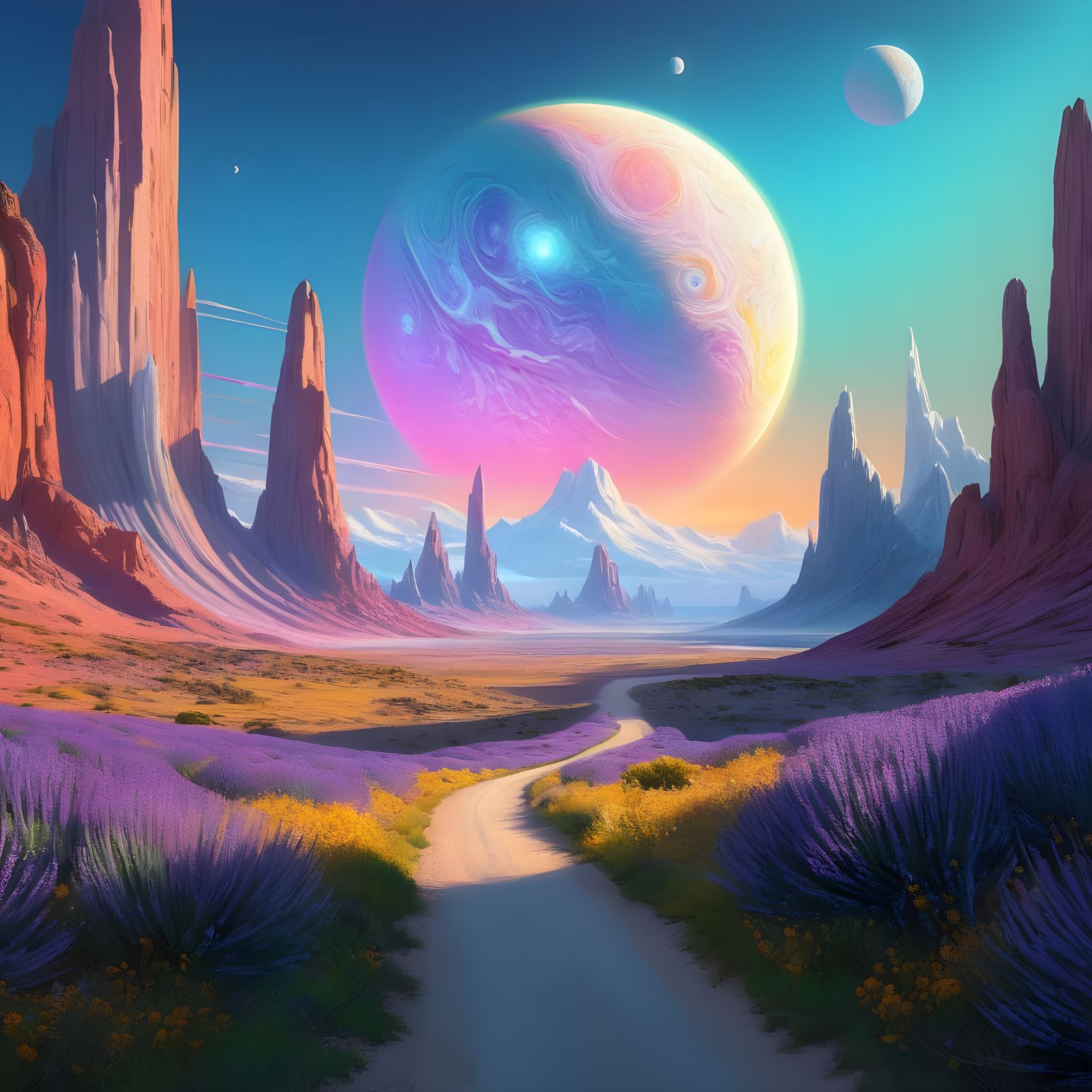 Ethereal Pastel Exoplanet Sunrise in Hyper-Realistic Splendo...