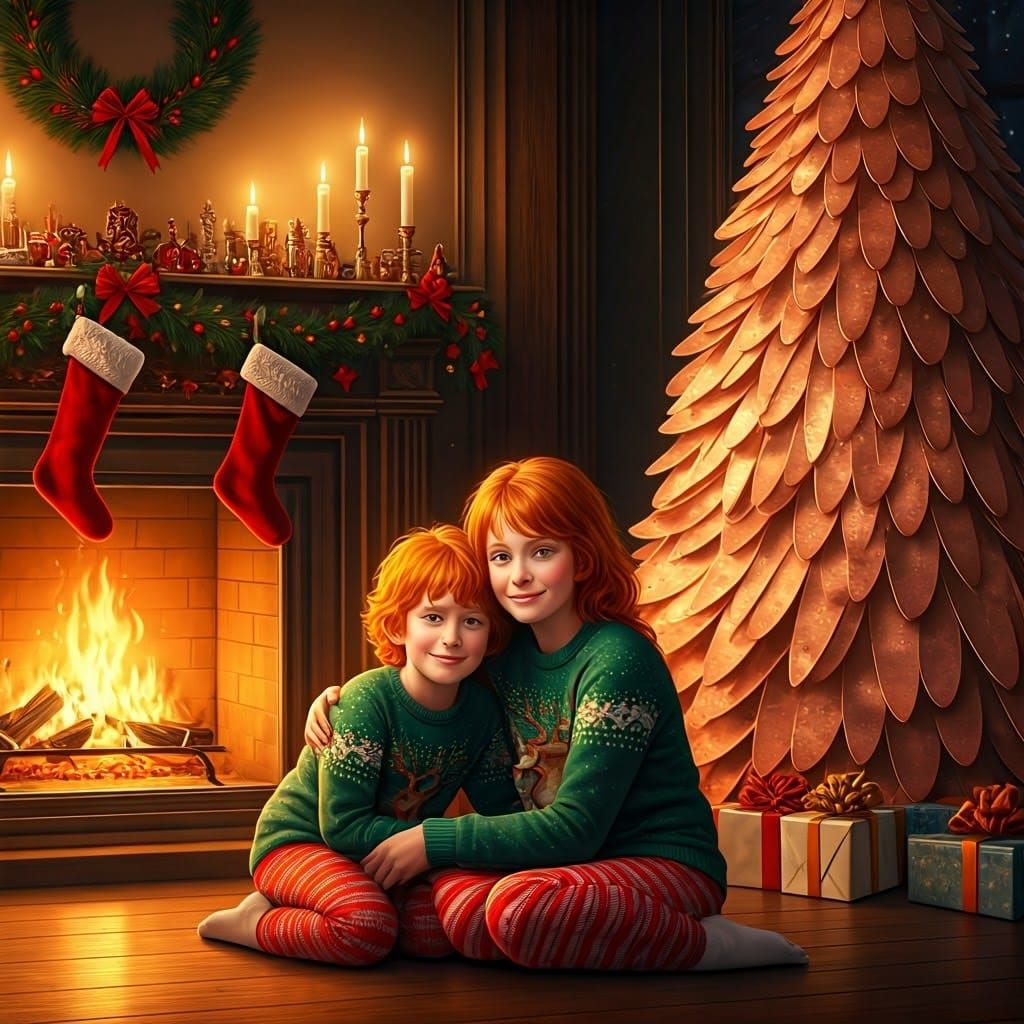 Ginger Haired Siblings in Winter Wonderland