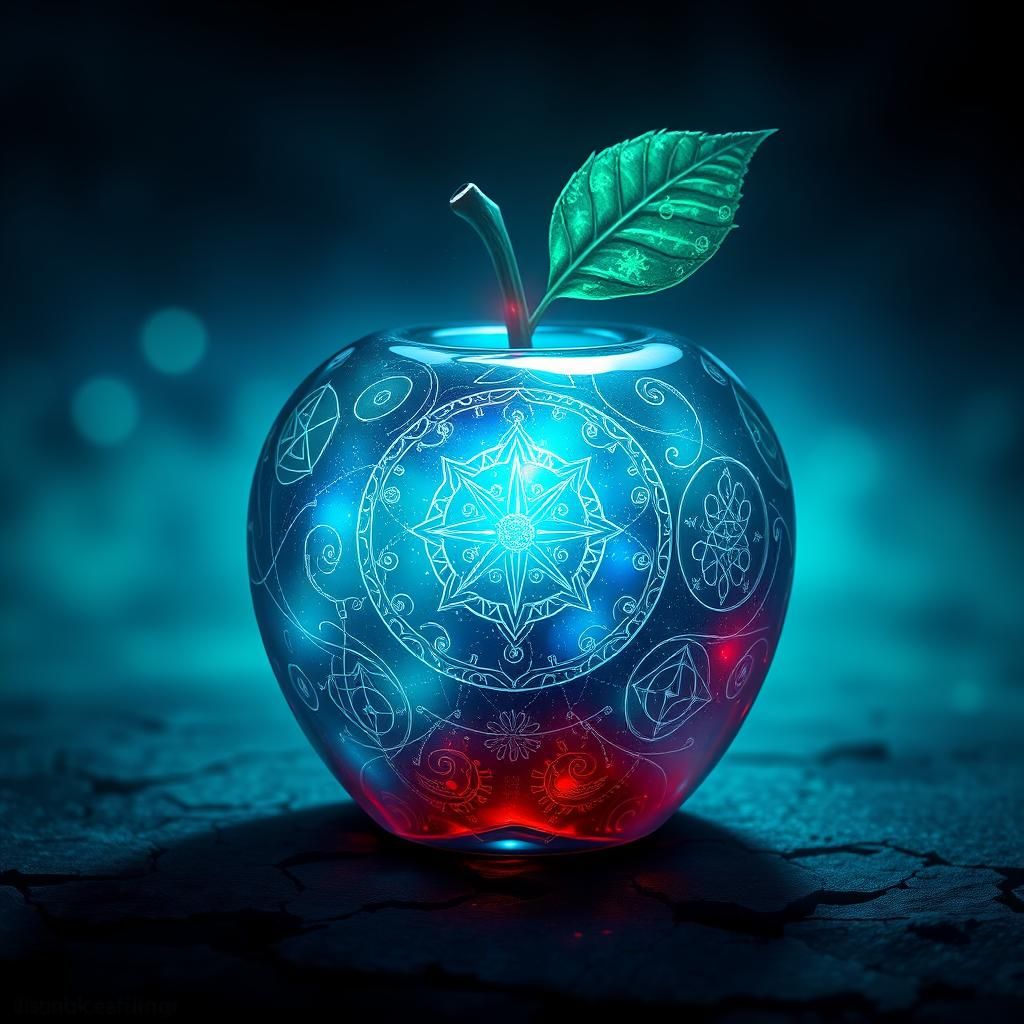 Ethereal Glass Apple with Celestial Runes