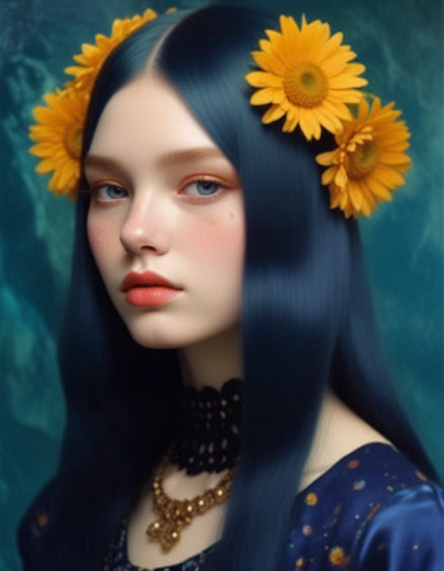 Surreal Gildedpunk Goddess in Solarpunk Realm