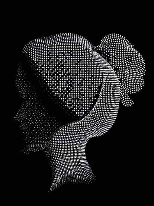 Ethereal Black and White Dot Art Portrait
