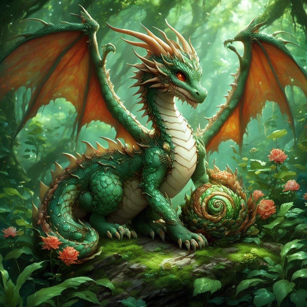 Snail Dragon in Fantasy Style