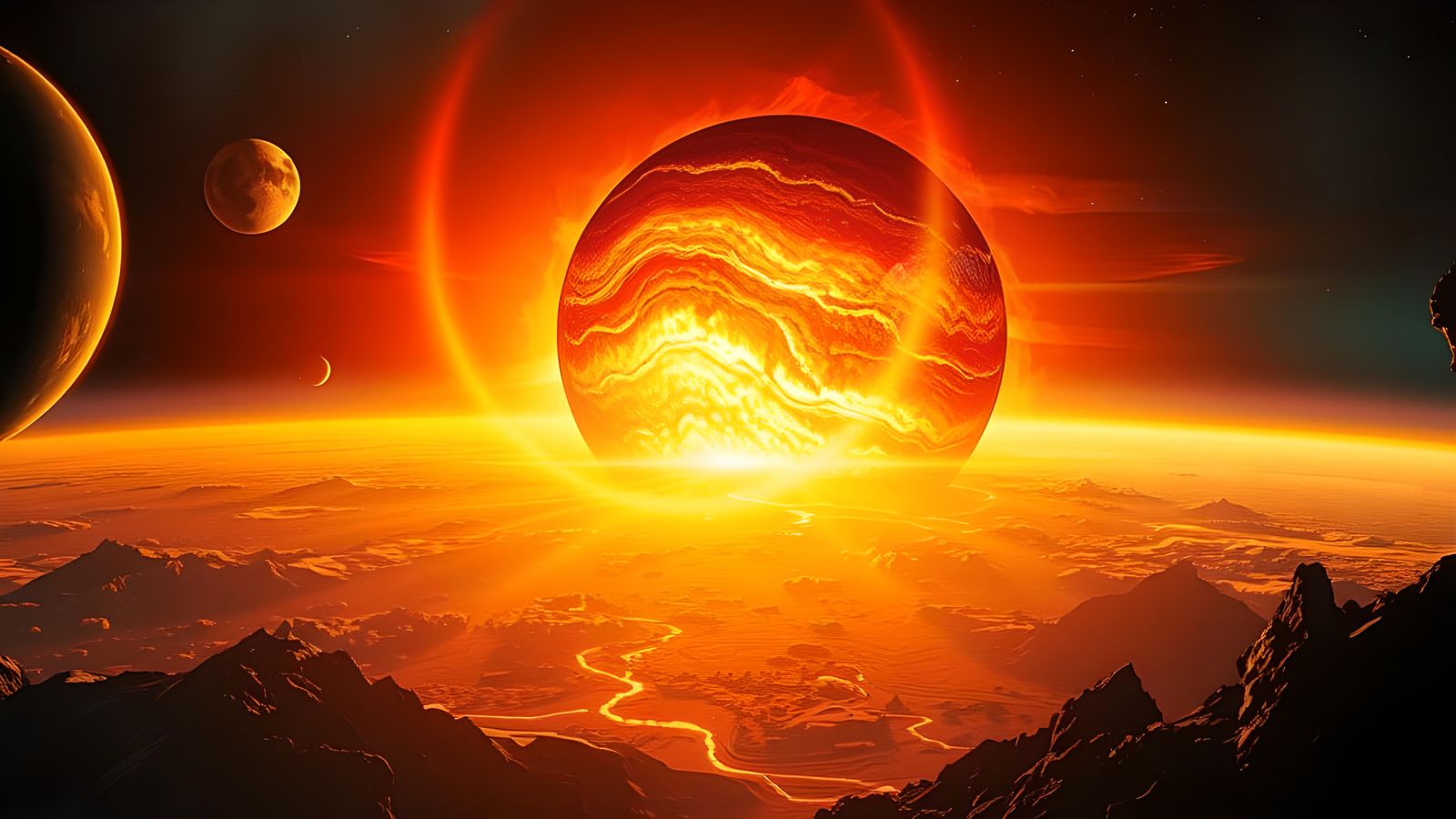 Volcanic Eruption on Jupiter in Atmospheric Lighting