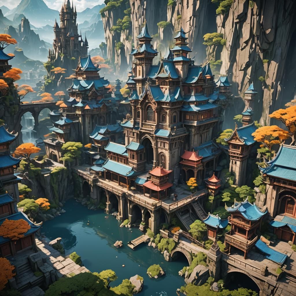 Detailed Anime Matte Painting in Deep Color