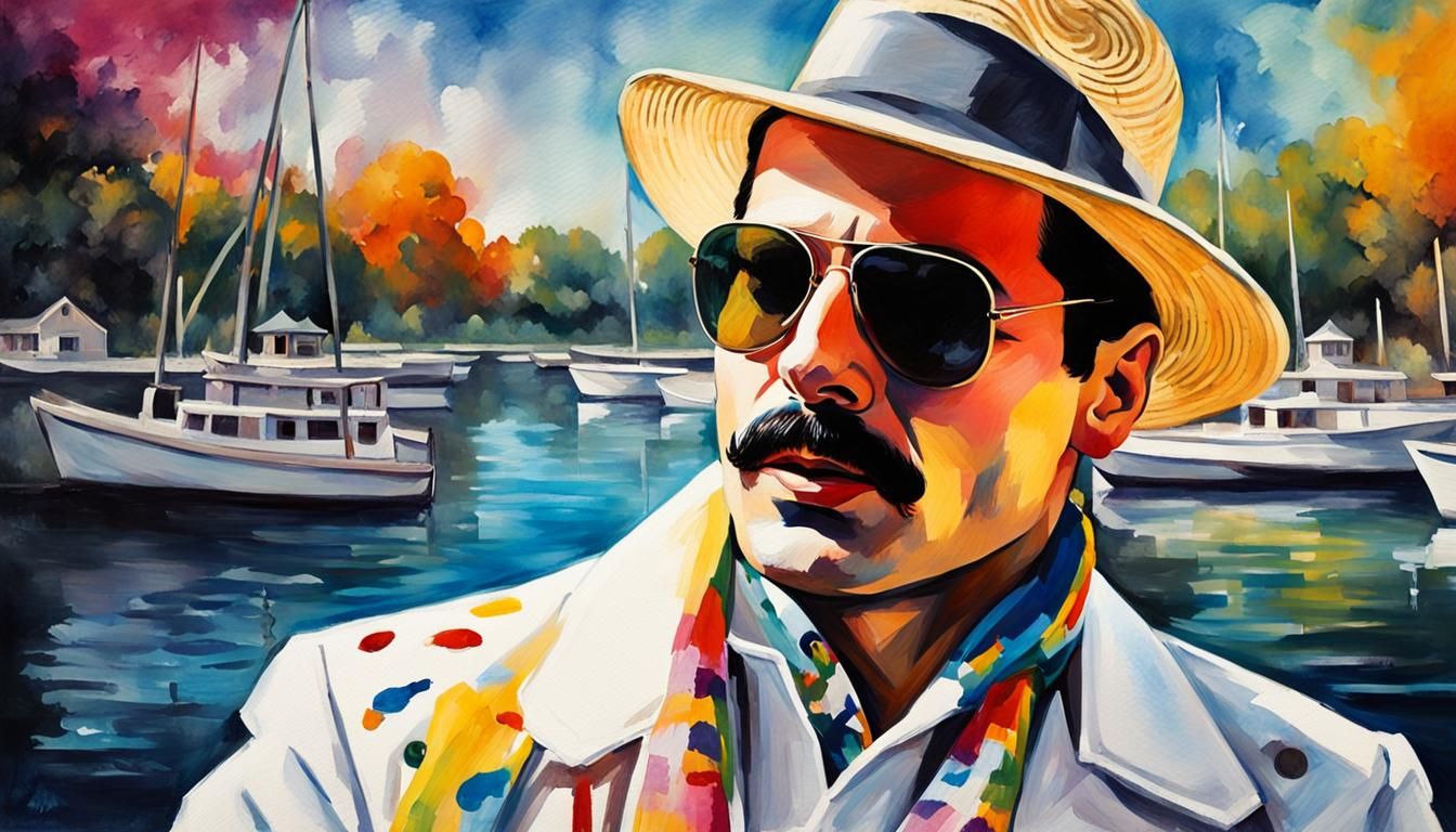 Pop Art Portrait of Singer in Boating Outfit
