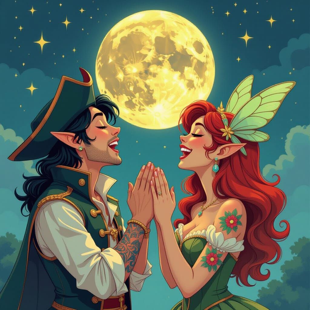 Howling Hands Tattoo Art in Dreamy Whimsical Style