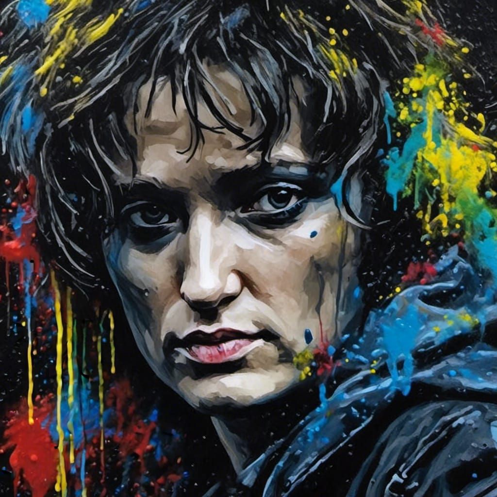 Colorful Graffiti Portrait with Melting Paint Effects