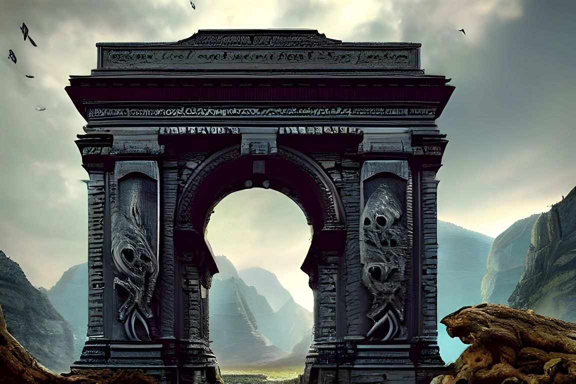 Xenomorph Archway: A Dark Surrealist Digital Painting