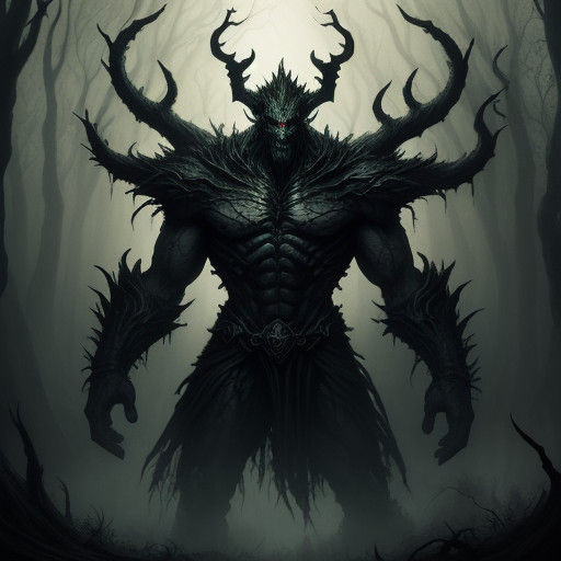 Ethereal Nephilim in a Misty, Ancient Forest