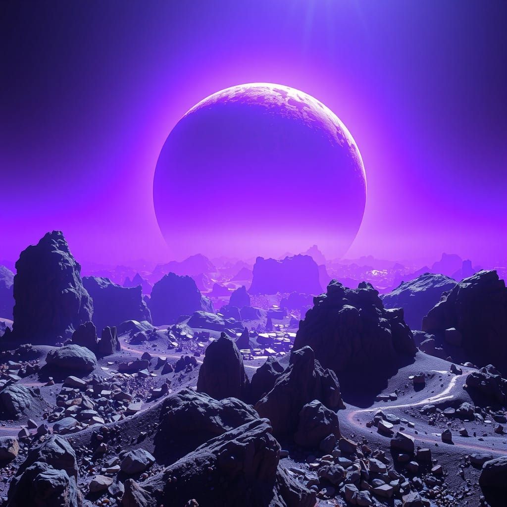 Mysterious Violet Planet Emerges from Darkness in Hyperreali...