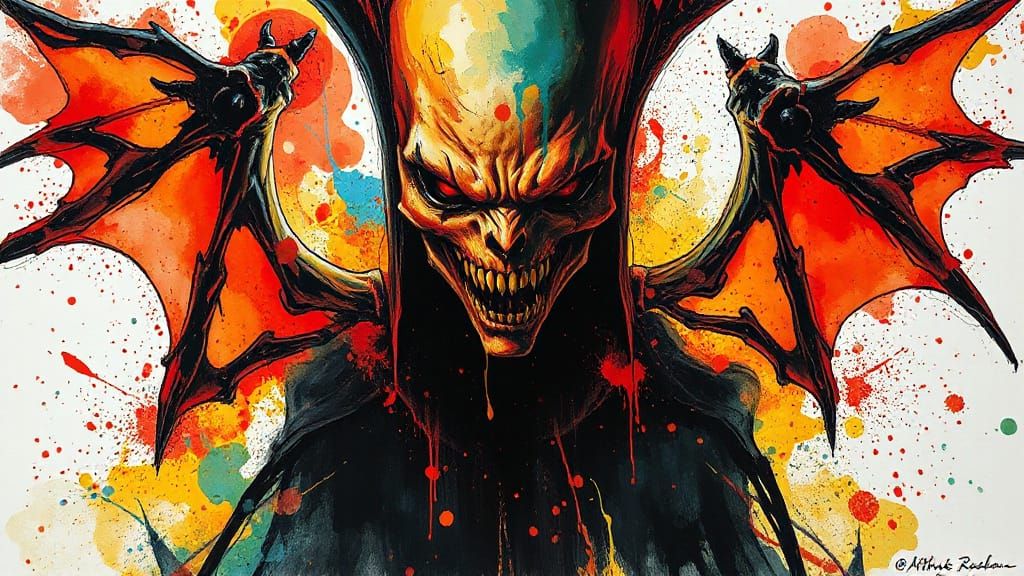 Ethereal Vampire in a Frenzied Liquid Painting Style