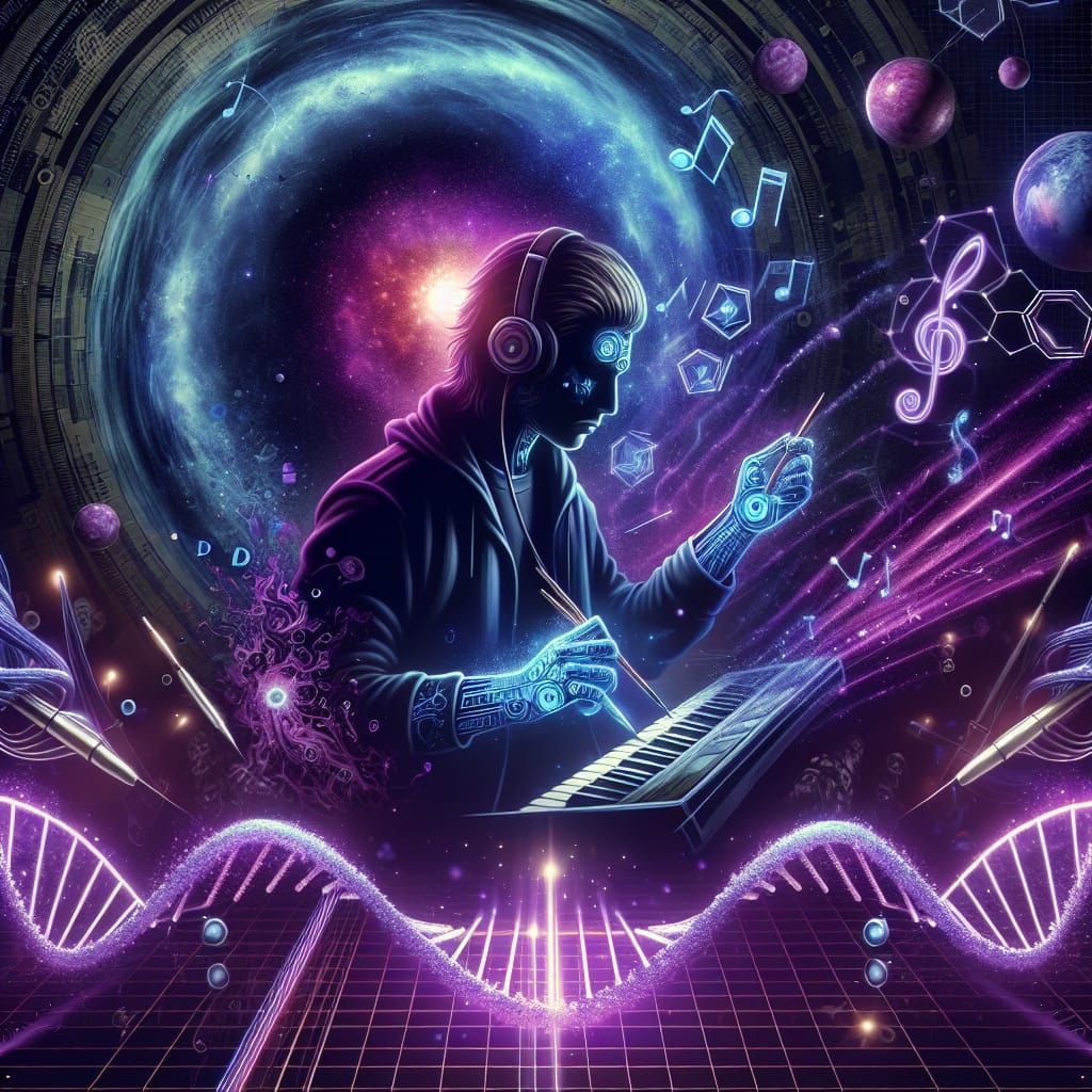 EDM musician artist, poster art, digital art, a black hole i...