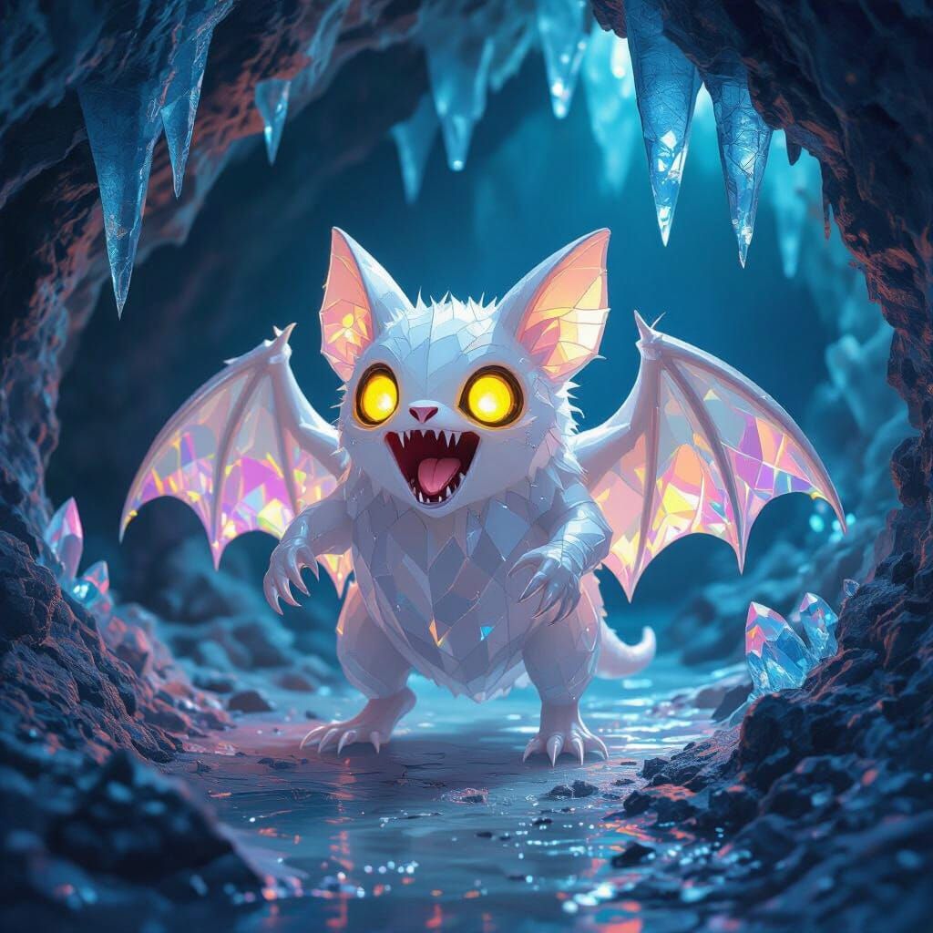 Crystal Encrusted Ghost Bat in Crystalline Cave