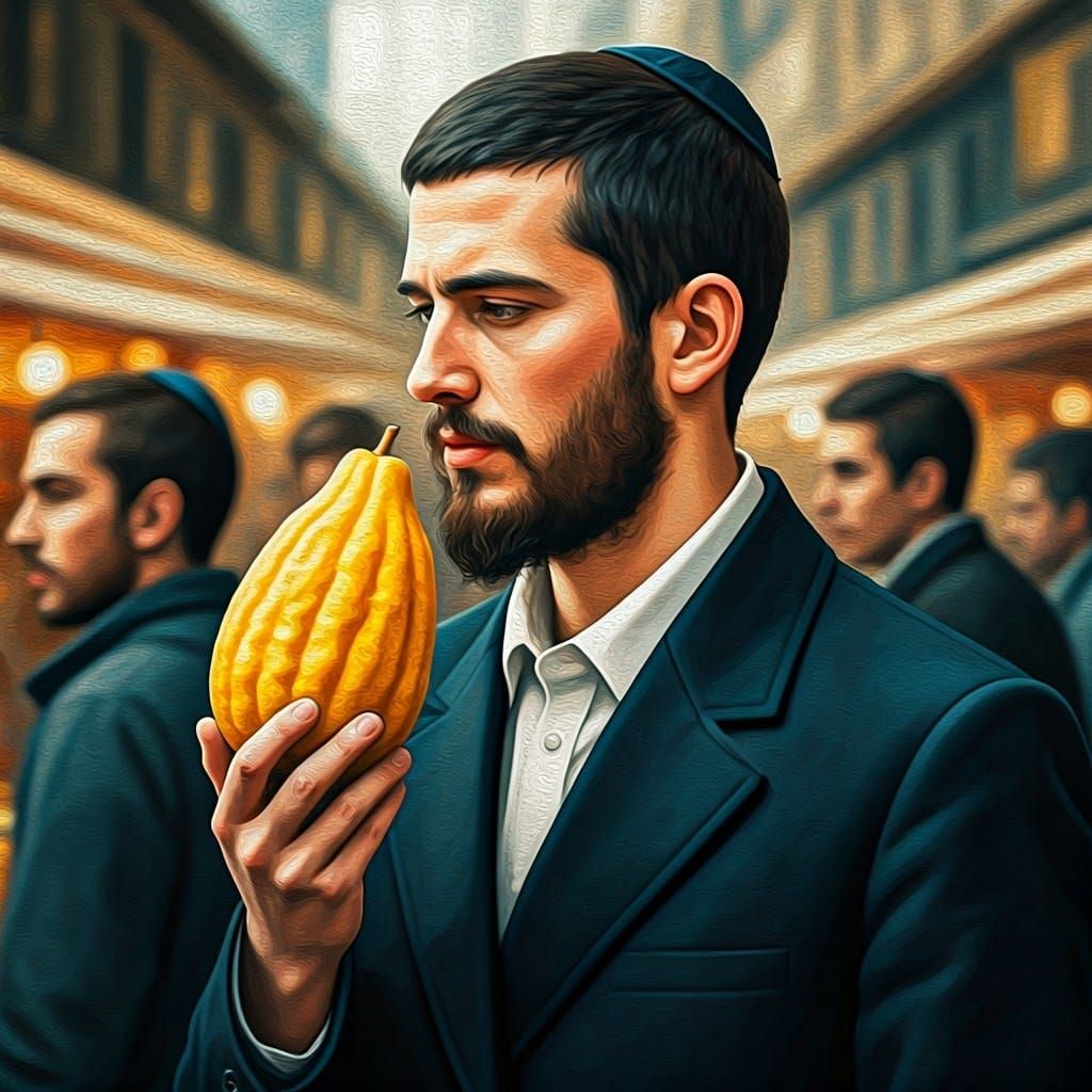 Lithuanian Man with Etrog: a Detailed Color Portrait