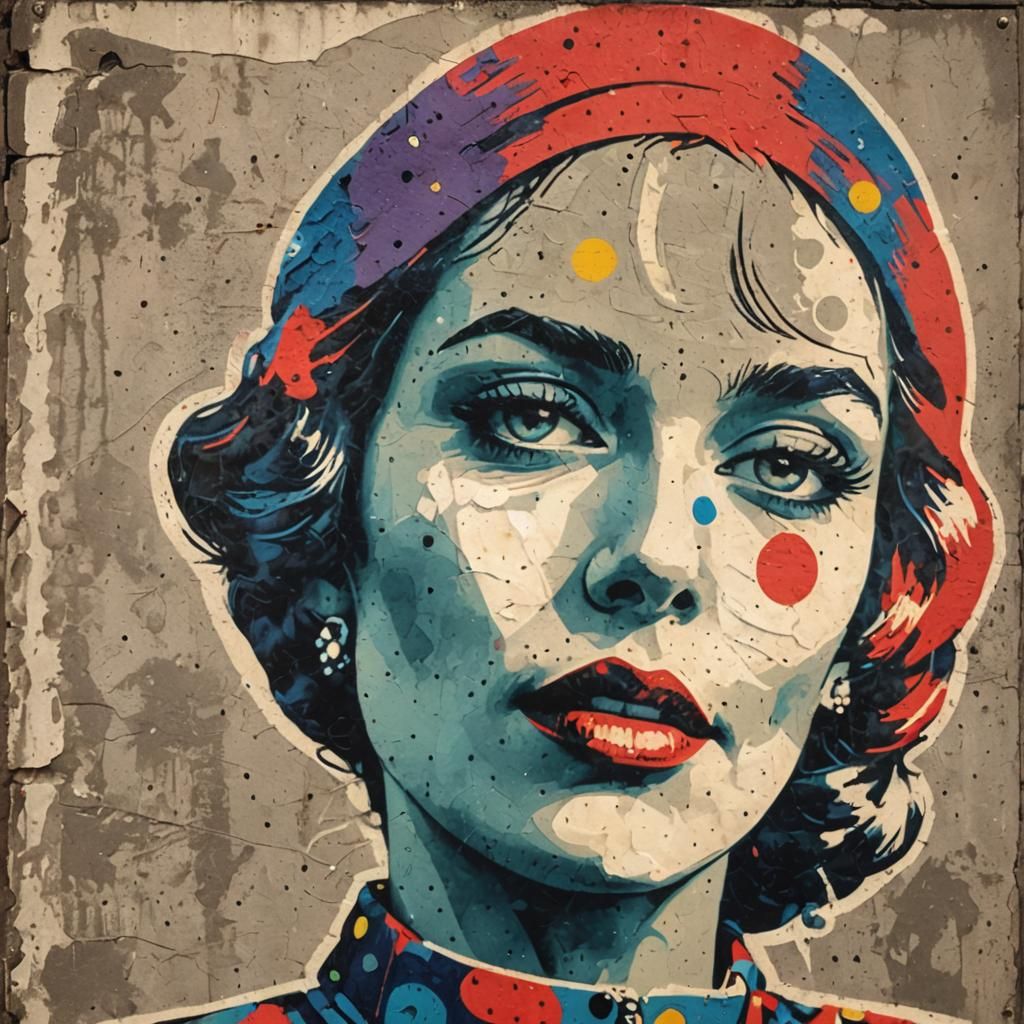 Pop Art Woman in Urban Stencil Style