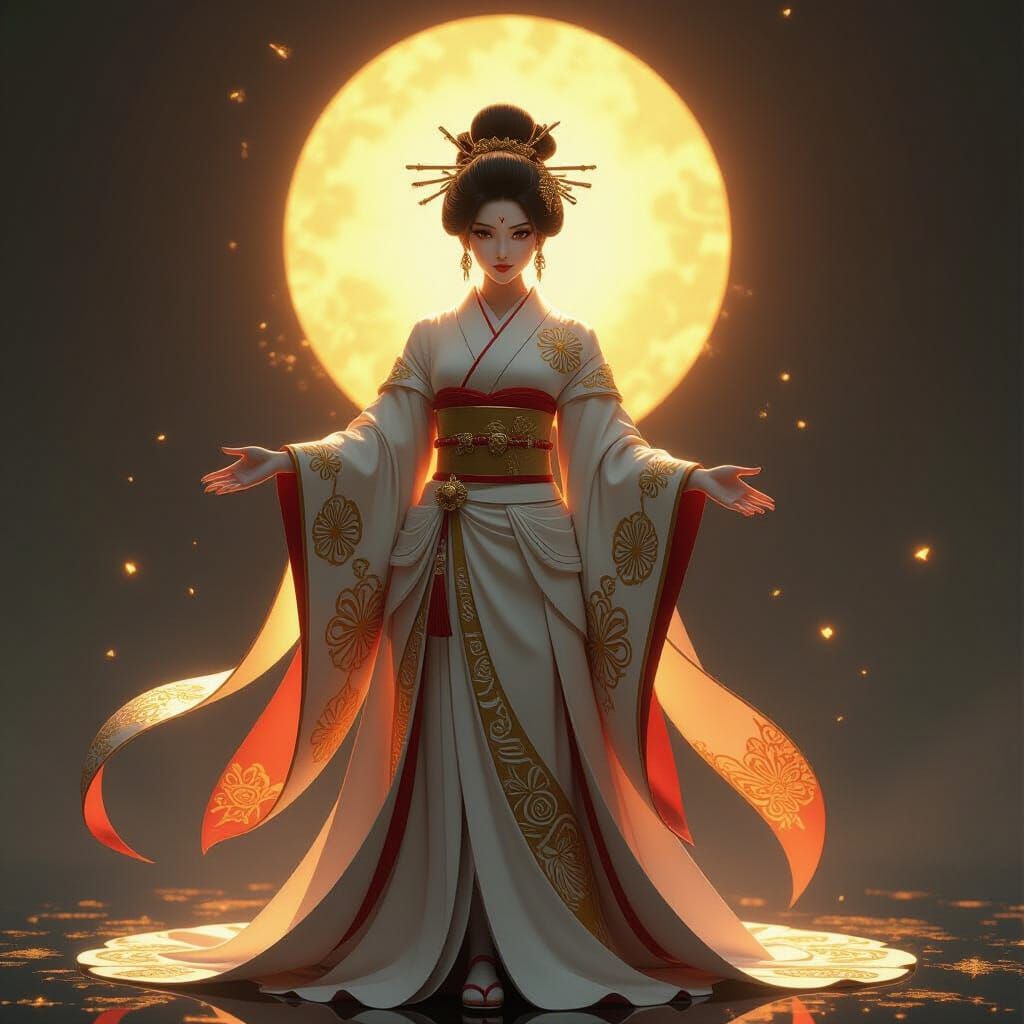 Amaterasu, Japanese Sun Goddess in Golden Light