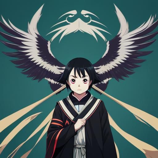 Unique Bird-Human-Panda Hybrid in Anime Style